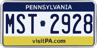 PA license plate MST2928