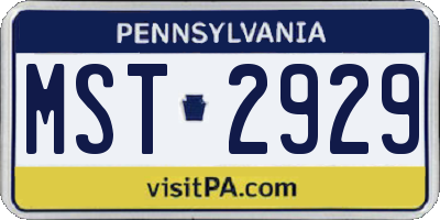 PA license plate MST2929