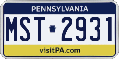 PA license plate MST2931
