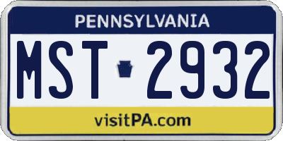 PA license plate MST2932