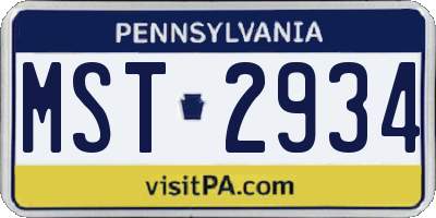 PA license plate MST2934