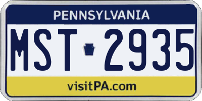 PA license plate MST2935