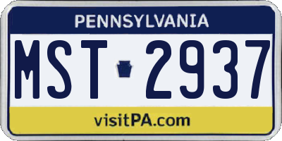 PA license plate MST2937