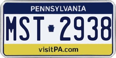 PA license plate MST2938