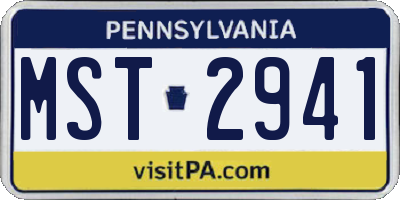 PA license plate MST2941