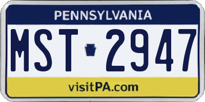 PA license plate MST2947