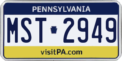 PA license plate MST2949
