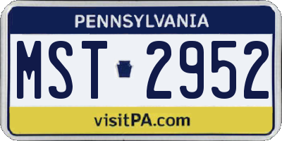 PA license plate MST2952