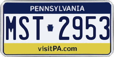PA license plate MST2953