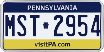 PA license plate MST2954