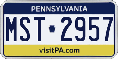 PA license plate MST2957