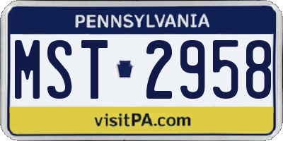 PA license plate MST2958