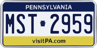 PA license plate MST2959
