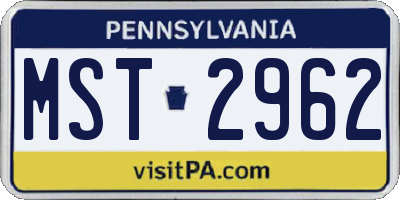 PA license plate MST2962