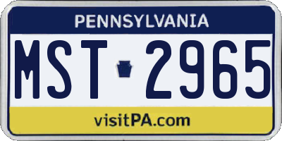 PA license plate MST2965