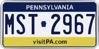 PA license plate MST2967