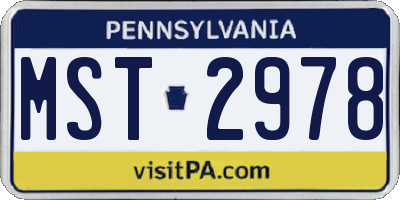 PA license plate MST2978