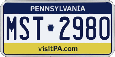 PA license plate MST2980