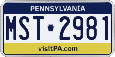 PA license plate MST2981