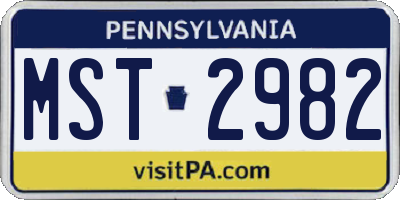 PA license plate MST2982
