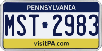 PA license plate MST2983