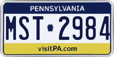 PA license plate MST2984