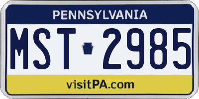 PA license plate MST2985