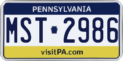 PA license plate MST2986