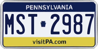 PA license plate MST2987