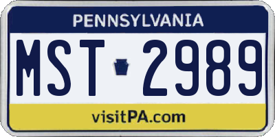 PA license plate MST2989