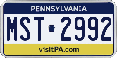 PA license plate MST2992