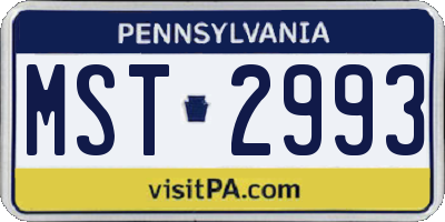 PA license plate MST2993