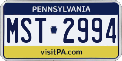 PA license plate MST2994