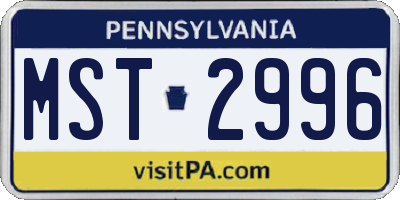 PA license plate MST2996