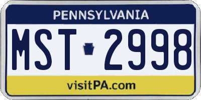 PA license plate MST2998