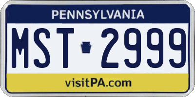 PA license plate MST2999
