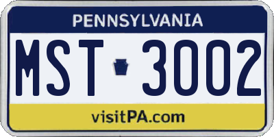 PA license plate MST3002