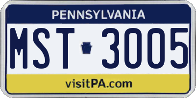 PA license plate MST3005