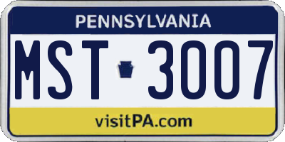 PA license plate MST3007
