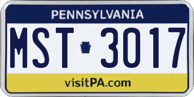 PA license plate MST3017