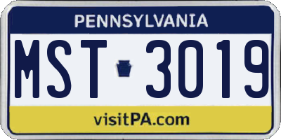 PA license plate MST3019