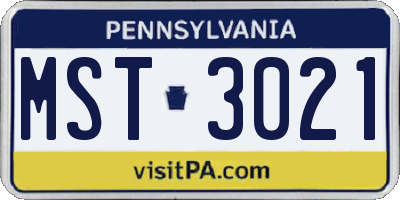 PA license plate MST3021
