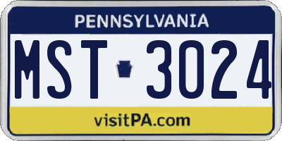 PA license plate MST3024