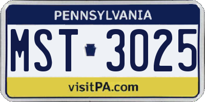 PA license plate MST3025