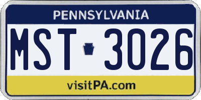 PA license plate MST3026