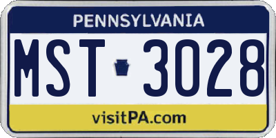 PA license plate MST3028