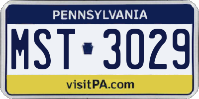 PA license plate MST3029