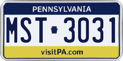 PA license plate MST3031