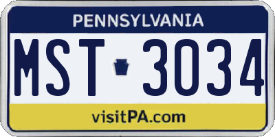 PA license plate MST3034