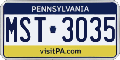PA license plate MST3035